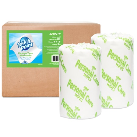Touch Point TouchPoint Personal Care Washcloths Junior Roll, 2 Rolls x192 Wipes (8”x12”) 22192TP